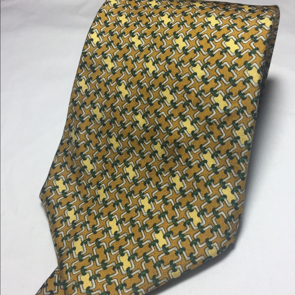 Brooks brothers yellow and green link tie